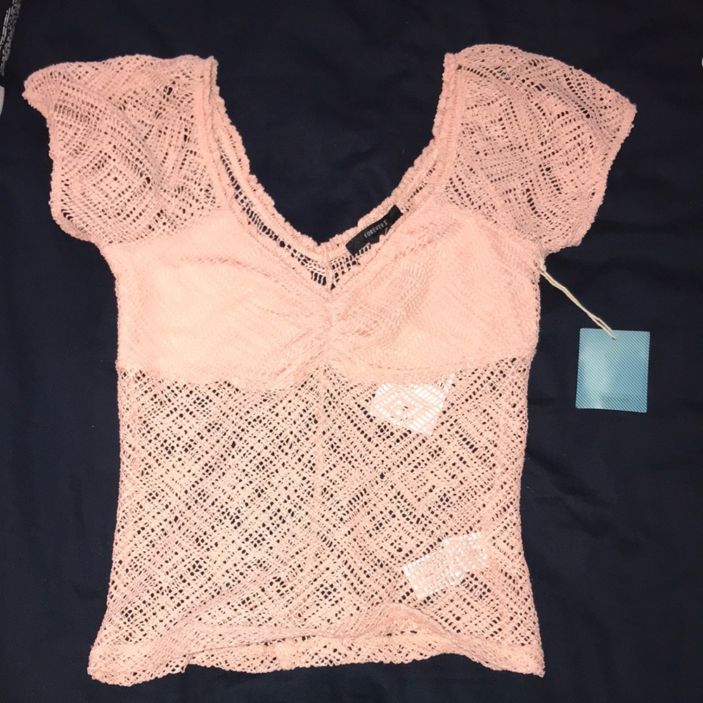 Forever 21 Blush Mesh Top